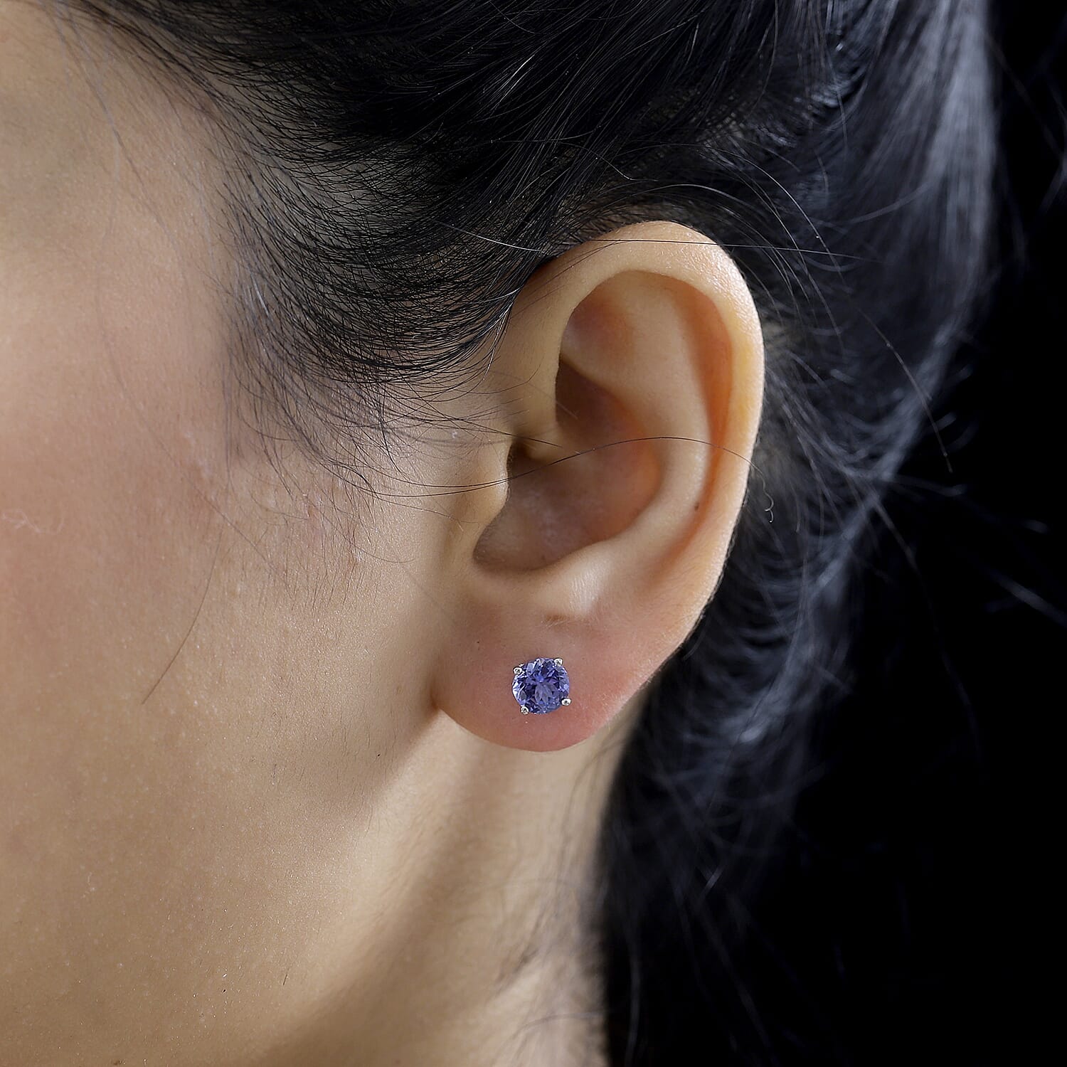 Tanzanite Stud Earrings in Platinum Over Sterling Silver 1.85 ctw