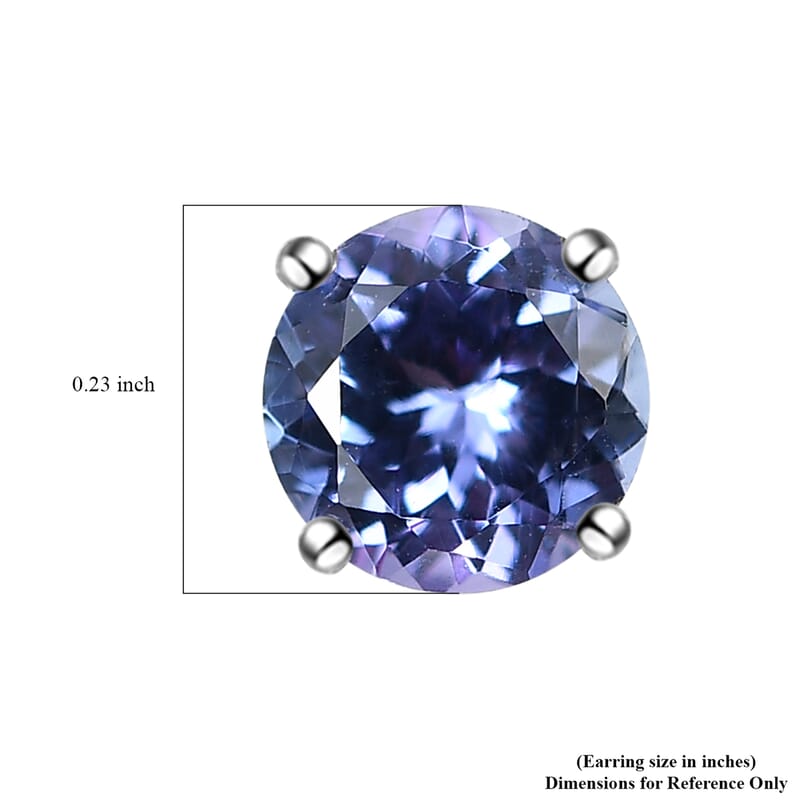 Tanzanite Stud Earrings in Platinum Over Sterling Silver 1.85 ctw
