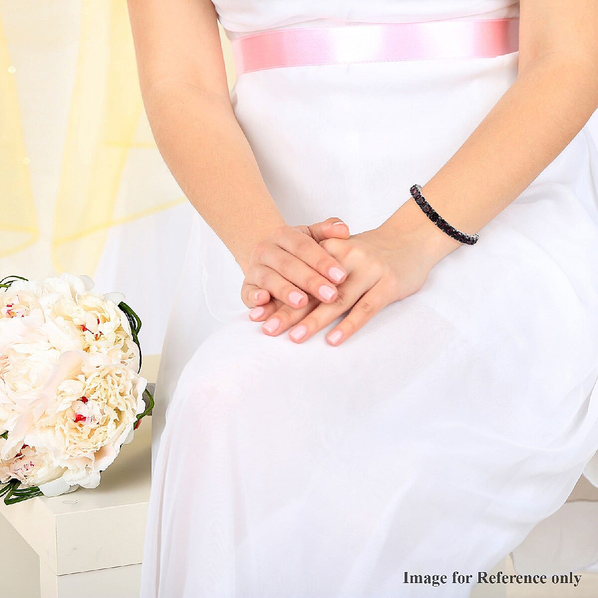 Asscher Cut Amethyst Color Crystal Tennis Bracelet in Platinum Over Sterling Silver (7.25 In) 13.50 Grams image number 2