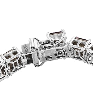 Asscher Cut Amethyst Color Crystal Tennis Bracelet in Platinum Over Sterling Silver (7.25 In) 13.50 Grams