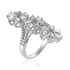 LUSTRO STELLA Made with Finest CZ Floral Ring in Platinum Over Sterling Silver (Size 7.0) 5.25 ctw image number 3