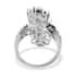 LUSTRO STELLA Made with Finest CZ Floral Ring in Platinum Over Sterling Silver (Size 7.0) 5.25 ctw image number 4