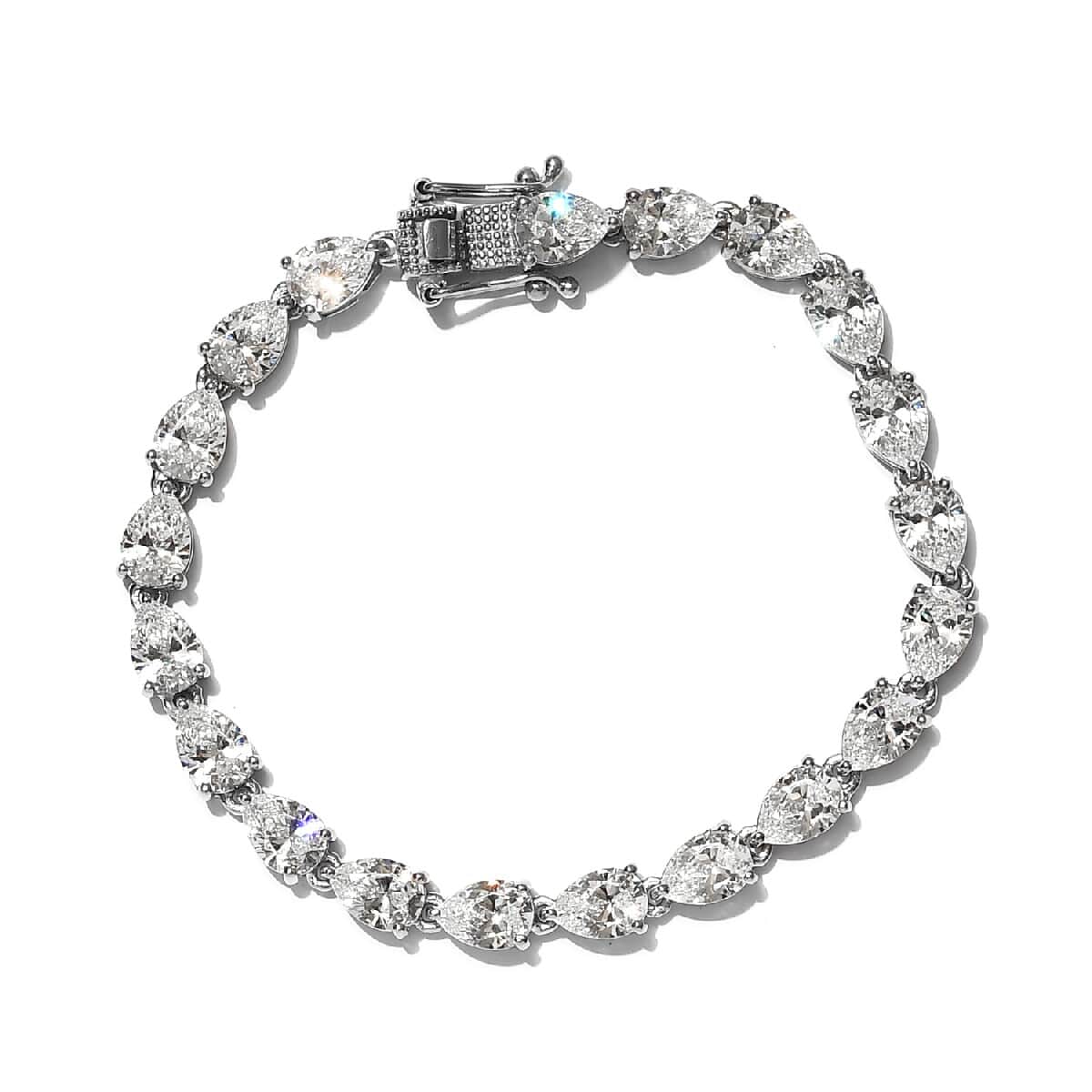 LUSTRO STELLA Made with Finest CZ Bracelet in Platinum Over Sterling Silver (6.50 In) (7.80 g) 22.70 ctw image number 0