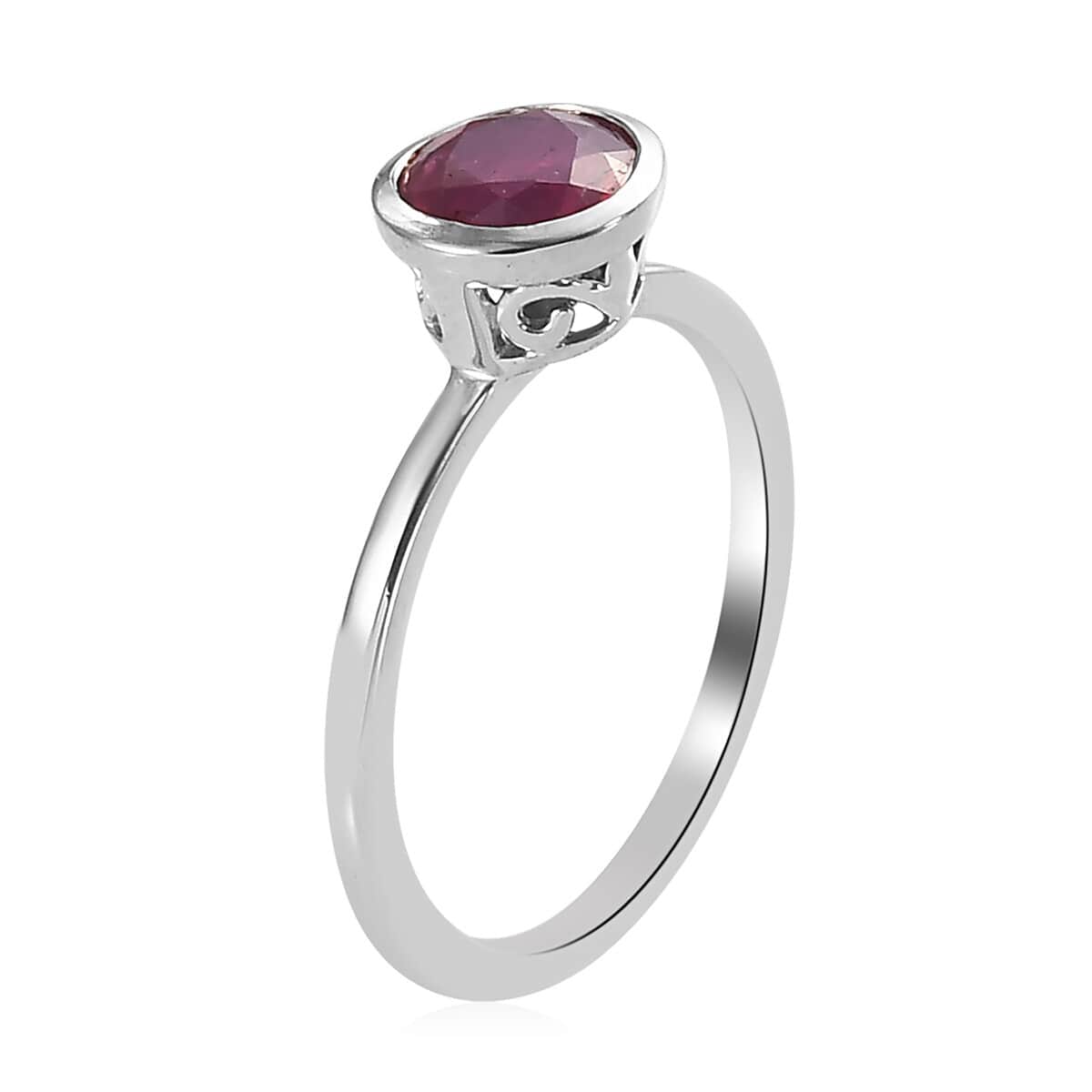 Niassa Ruby Solitaire Ring in Platinum Over Sterling Silver (Size 6.0) 1.25  ctw