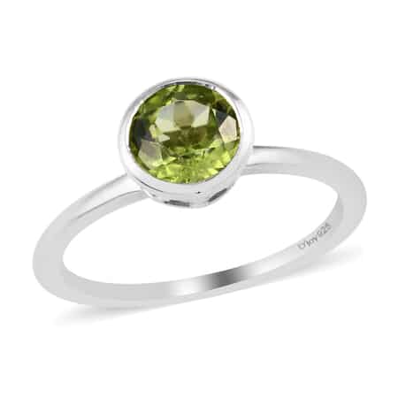 Peridot Solitaire Ring in Platinum Over Sterling Silver (Size 10.0) 0.90 ctw image number 0
