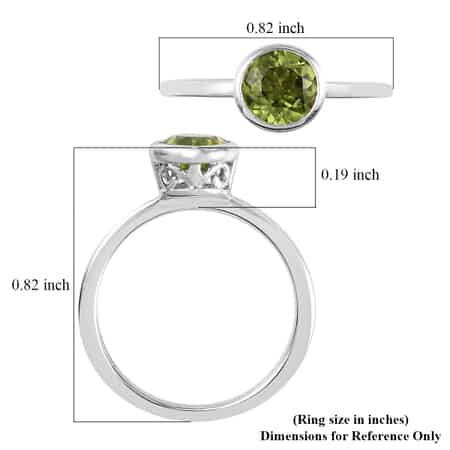 Peridot Solitaire Ring in Platinum Over Sterling Silver (Size 9.0) 0.90 ctw image number 5