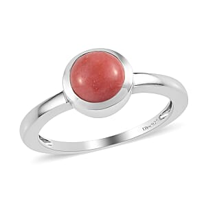 American Oregon Peach Opal Ring in Platinum Over Sterling Silver (Size 5.0) 0.65 ctw