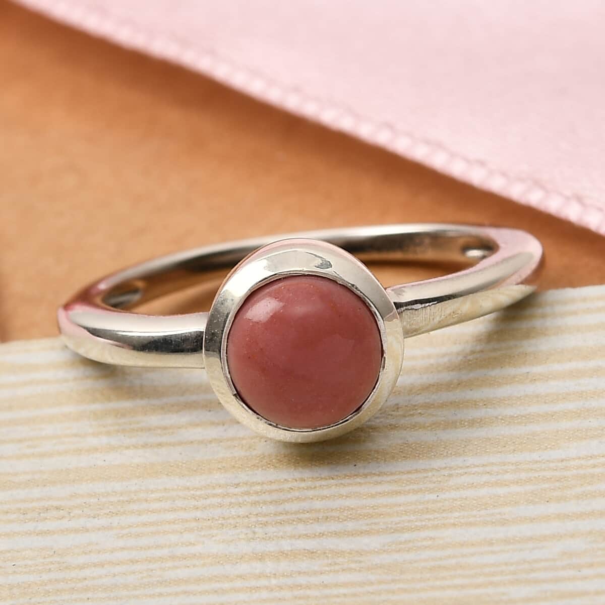 American Oregon Peach Opal Ring in Platinum Over Sterling Silver (Size 5.0) 0.65 ctw image number 1