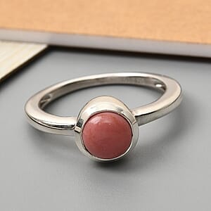 American Oregon Peach Opal Ring in Platinum Over Sterling Silver (Size 5.0) 0.65 ctw