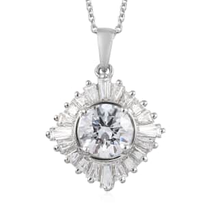 Lustro Stella Made with Finest CZ Pendant Necklace 20 Inches in Platinum Over Sterling Silver 5.50 ctw
