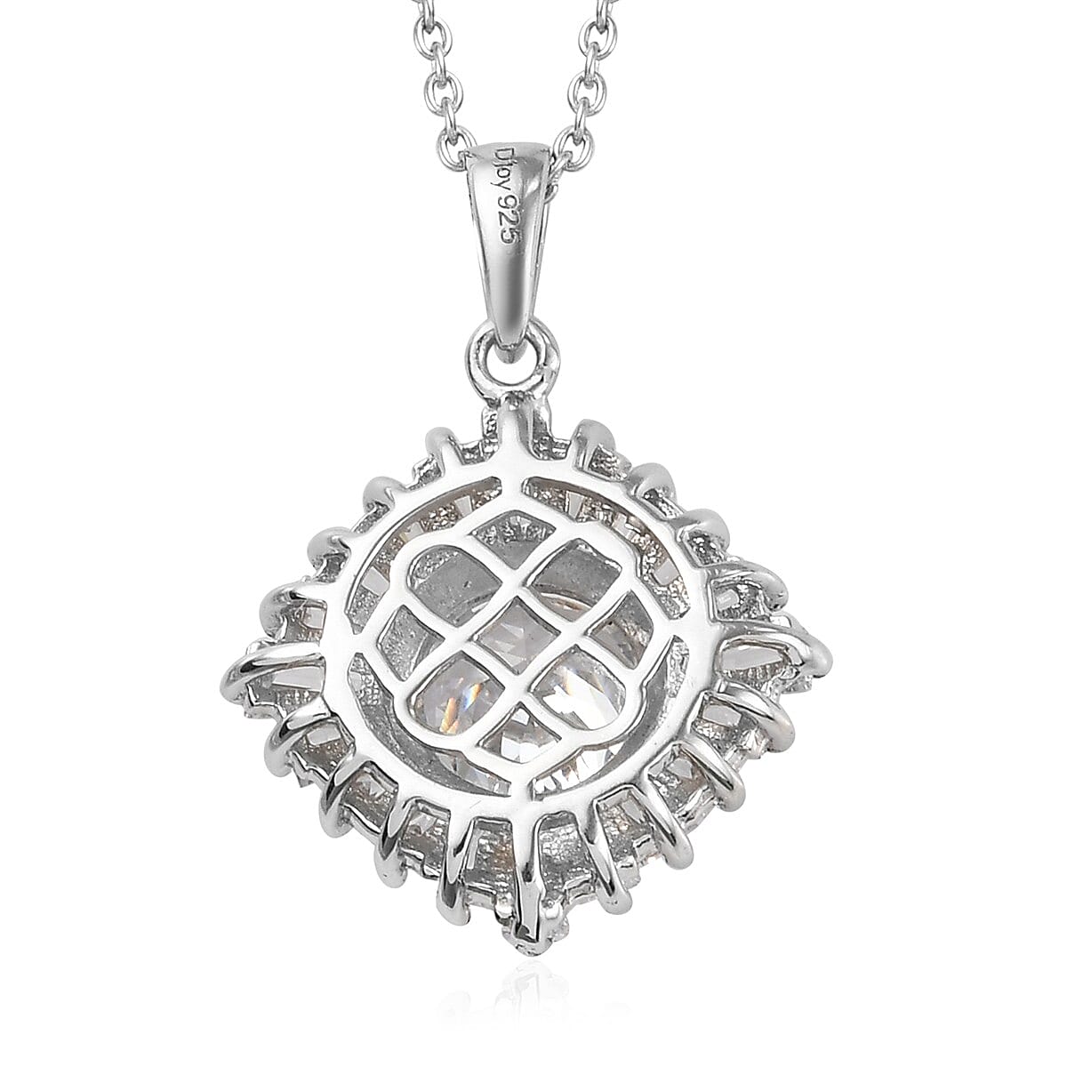 Lustro Stella Made with Finest CZ Pendant Necklace 20 Inches in Platinum Over Sterling Silver 5.50 ctw