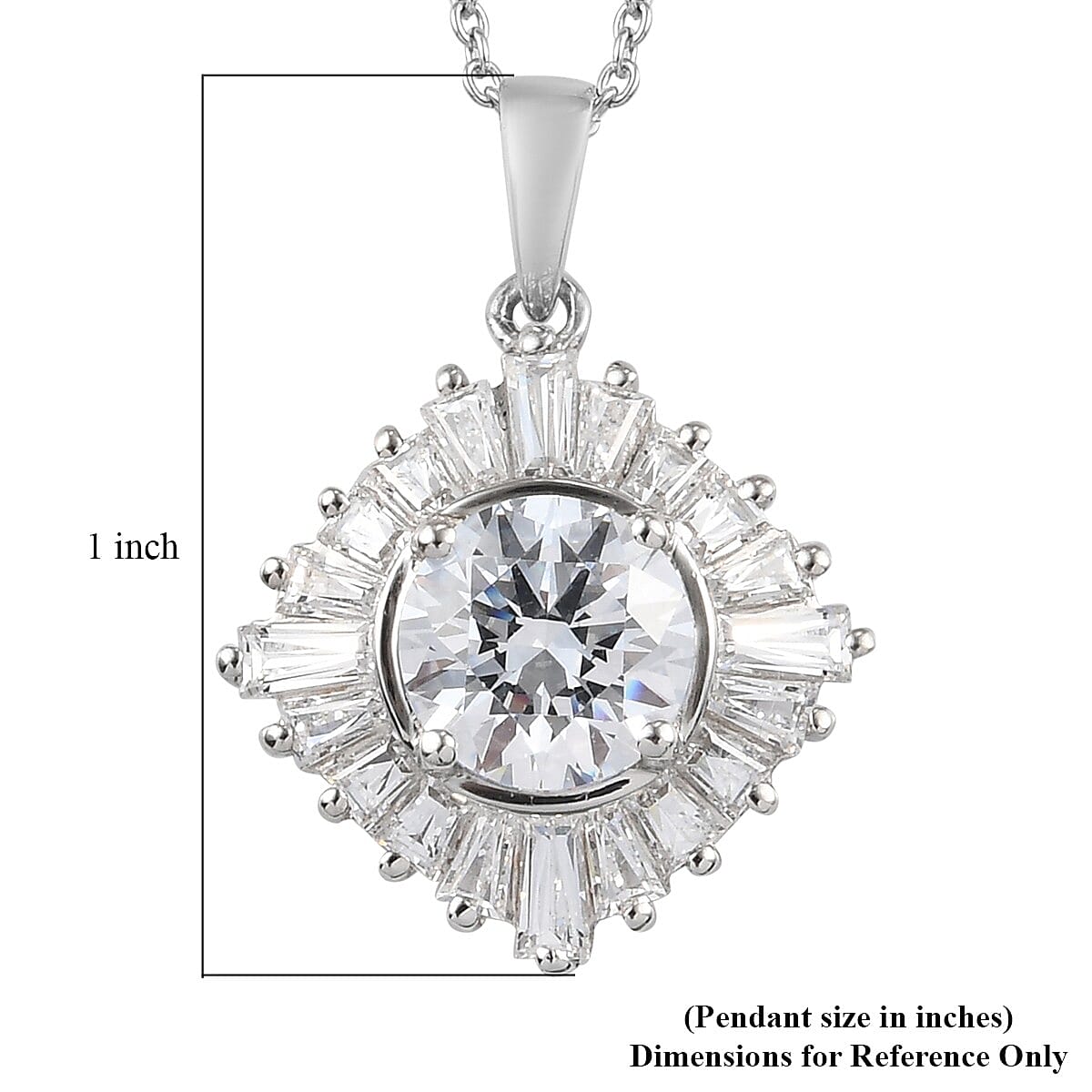 Lustro Stella Made with Finest CZ Pendant Necklace 20 Inches in Platinum Over Sterling Silver 5.50 ctw