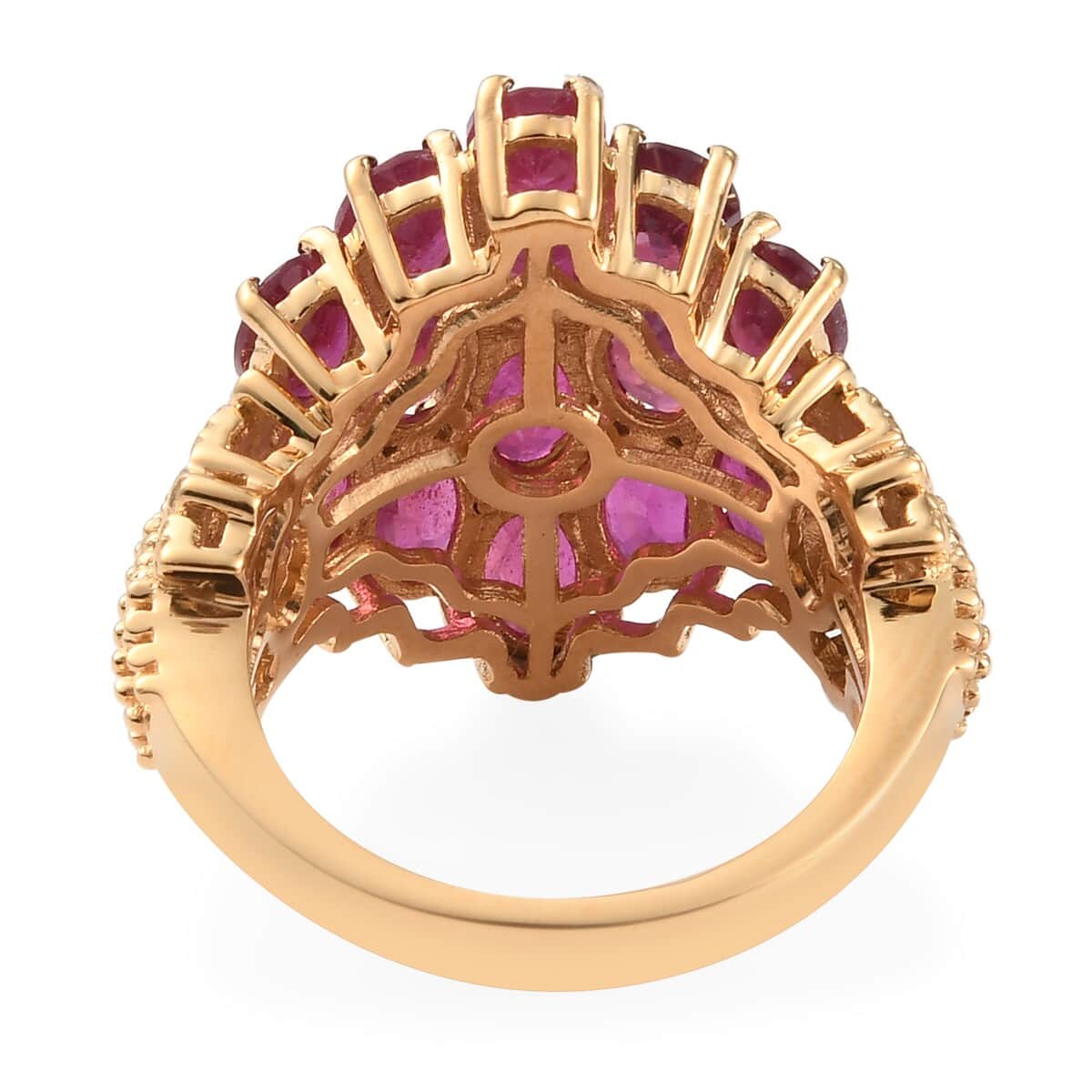 Niassa Ruby Cluster Ring in Vermeil Yellow Gold Over Sterling Silver (Size 7.0) 8.50 ctw image number 4