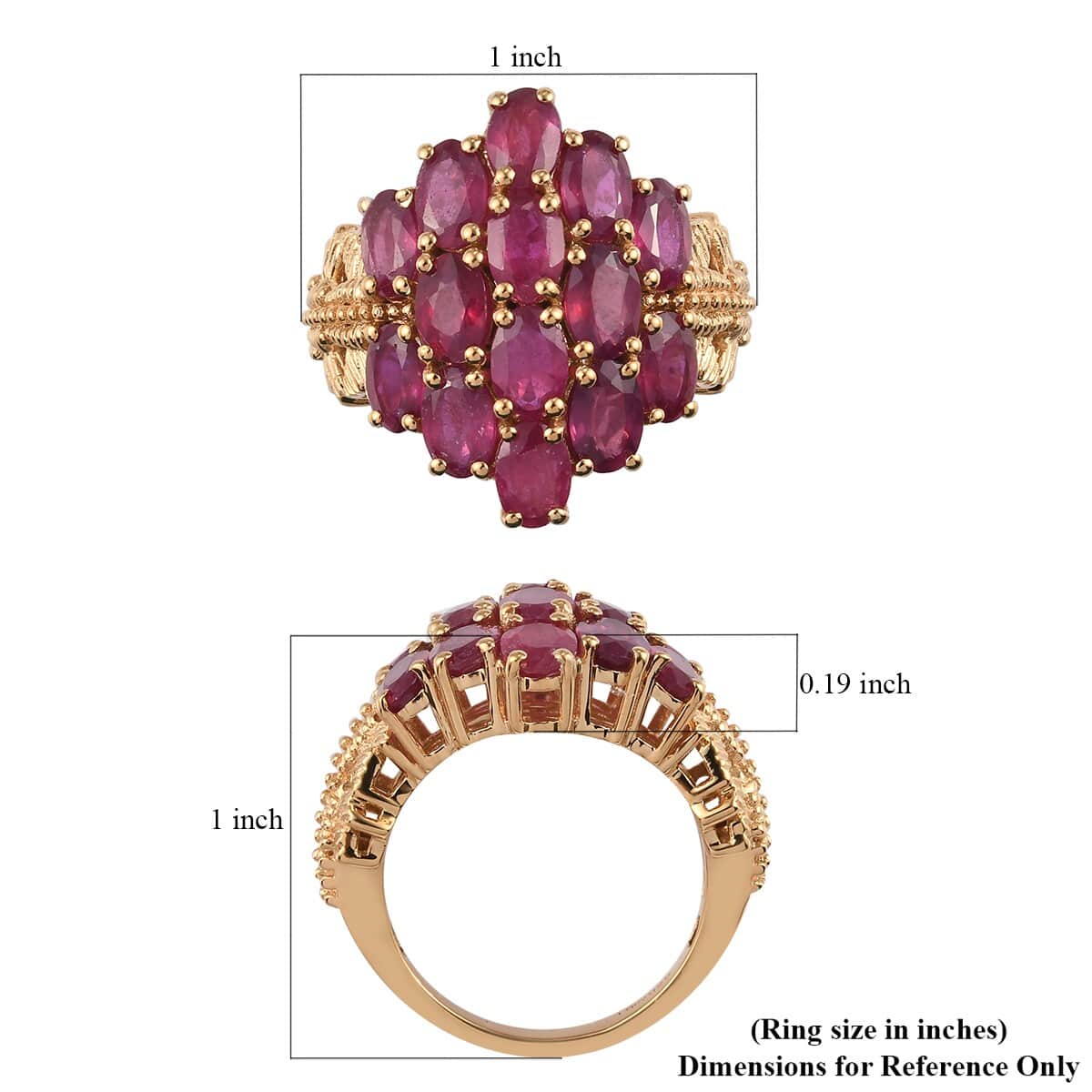 Niassa Ruby Cluster Ring in Vermeil Yellow Gold Over Sterling Silver (Size 7.0) 8.50 ctw image number 5