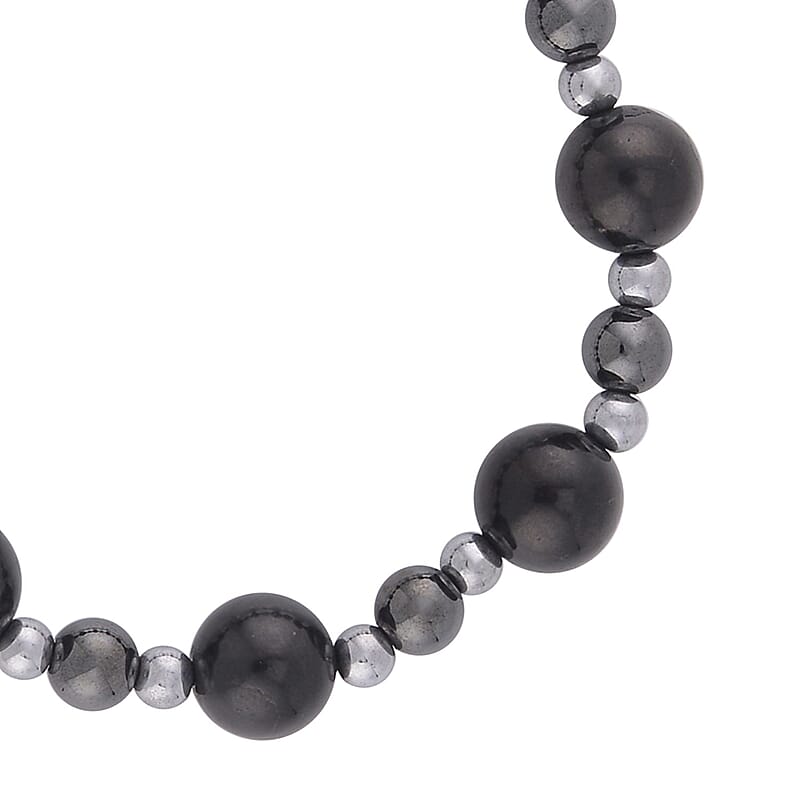 Shungite and Hematite Beaded Stretch Bracelet 88.00 ctw