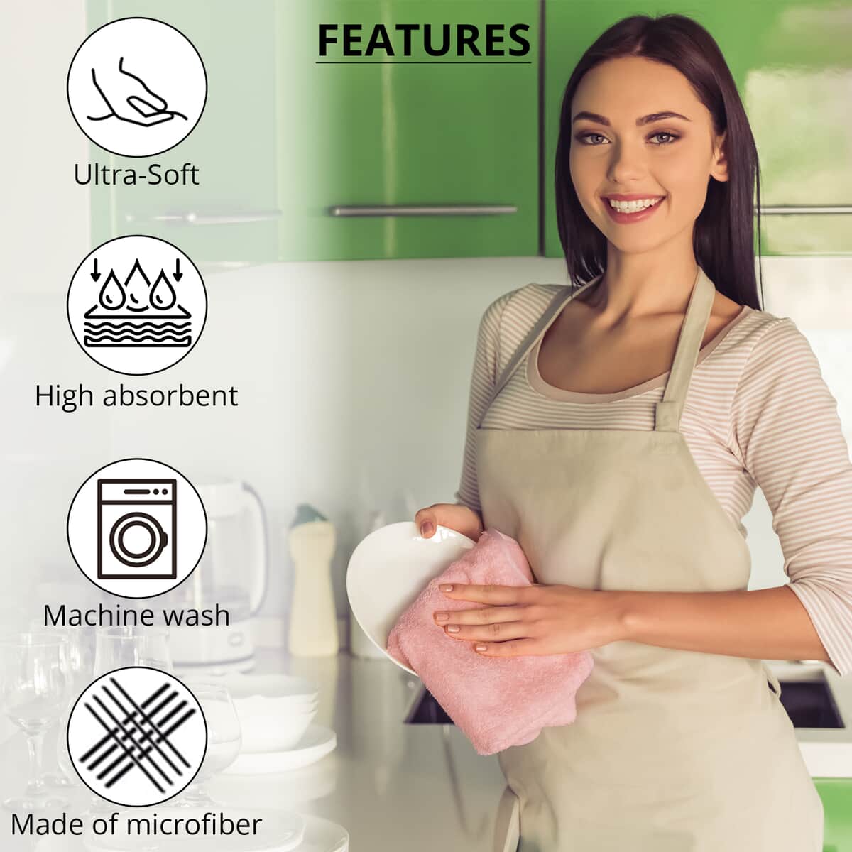 Homesmart 3pcs Set Microfiber Kitchen Towel image number 2