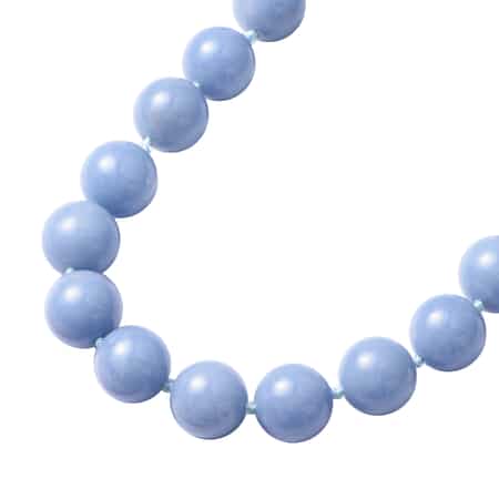 Angelite 13-15mm Beaded Necklace 20 Inches in Rhodium Over Sterling Silver 706.00 ctw image number 2