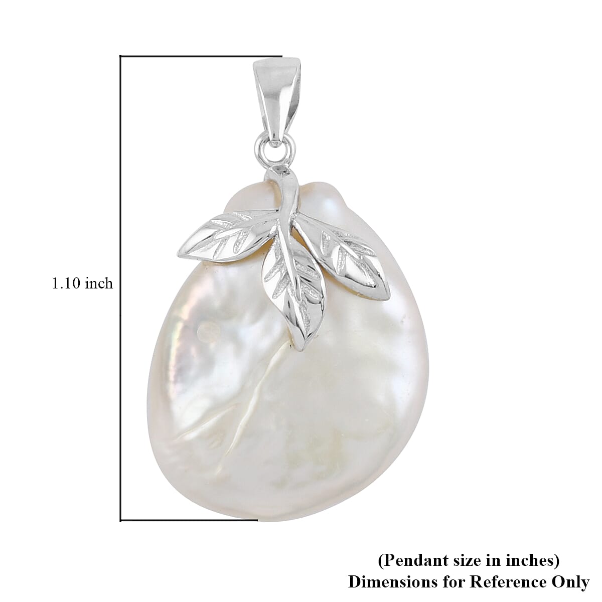 White Keshi Pearl Pendant in Rhodium Over Sterling Silver image number 2