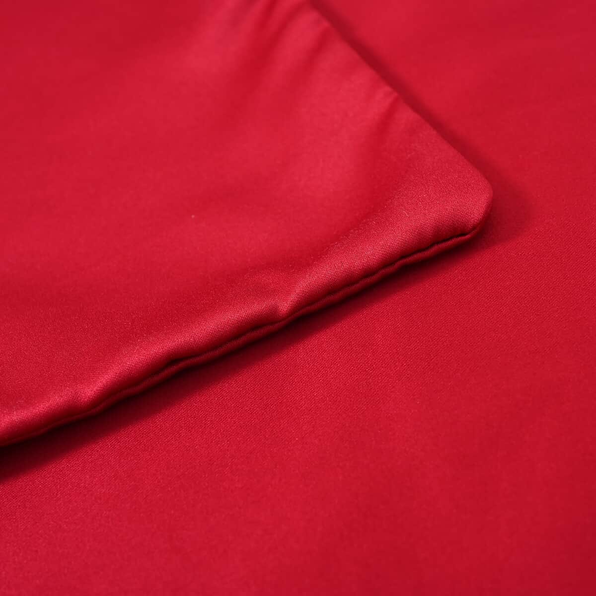 Homesmart Red Matte Satin 4pcs Sheet Set- Queen image number 4