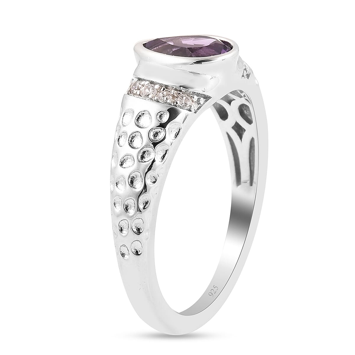 Uruguay Amethyst and Multi Gemstone 1.19 ctw Ring in Rhodium Over Sterling Silver (Size 6.5)