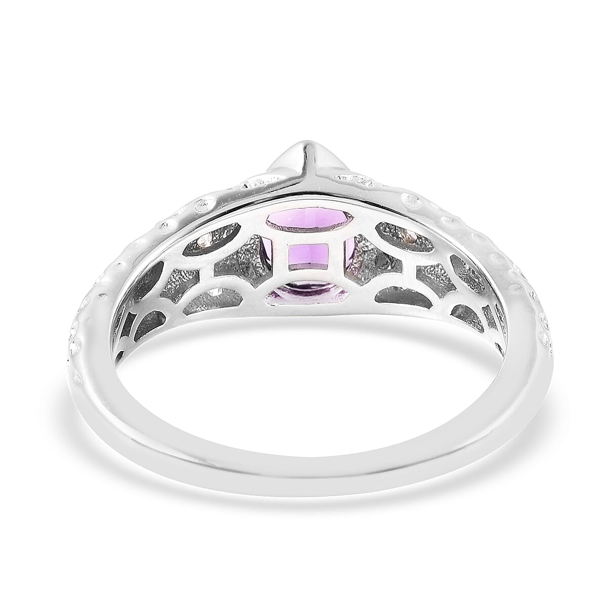 Uruguay Amethyst and Multi Gemstone 1.19 ctw Ring in Rhodium Over Sterling Silver (Size 6.5)