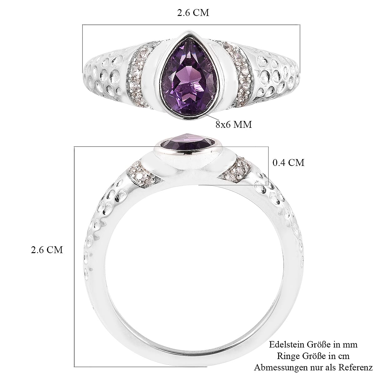 Uruguay Amethyst and Multi Gemstone 1.19 ctw Ring in Rhodium Over Sterling Silver (Size 6.5)