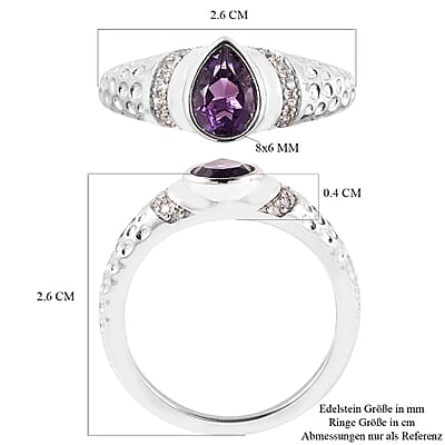 Uruguay Amethyst and Multi Gemstone 1.19 ctw Ring in Rhodium Over Sterling Silver (Size 6.5)