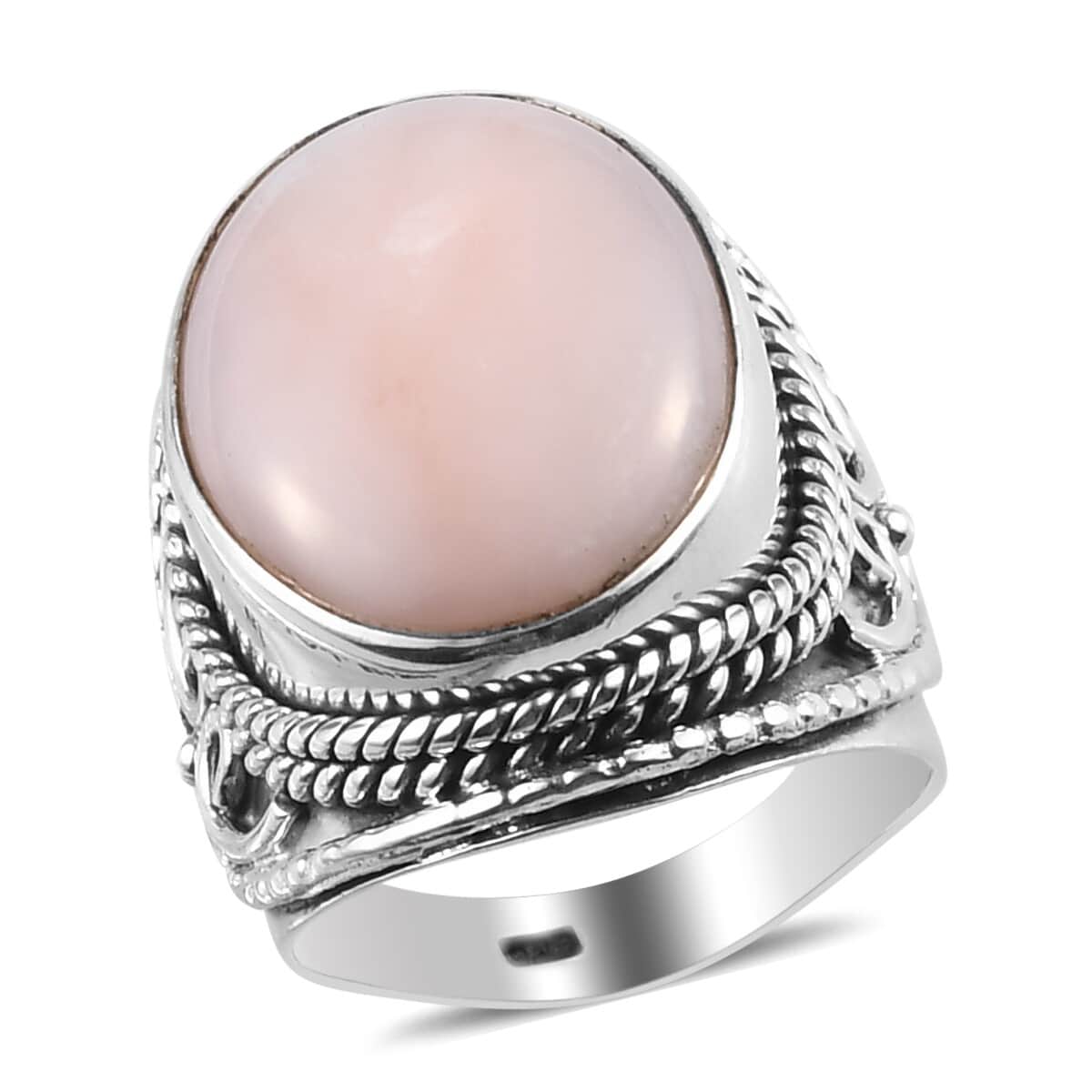 Peruvian Pink Opal Ring in Platinum Over Sterling Silver (Size 7.0) 17.90 ctw image number 0