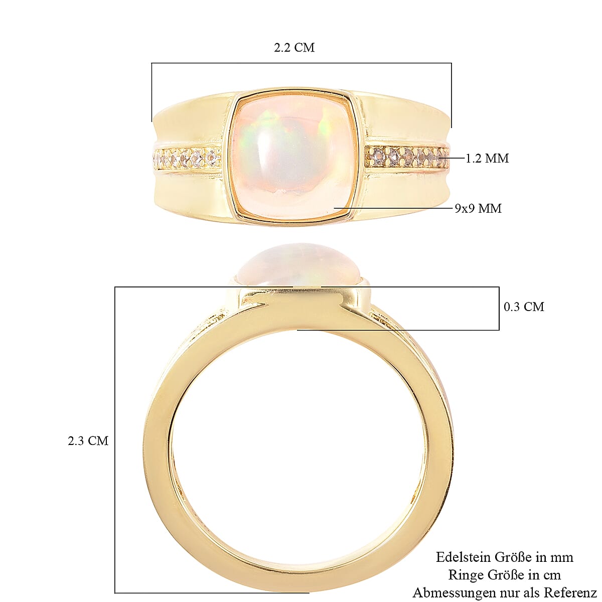 White Zircon and Ethiopian Welo Opal 2.40 ctw Ring in Sterling Silver (Size 5.5)