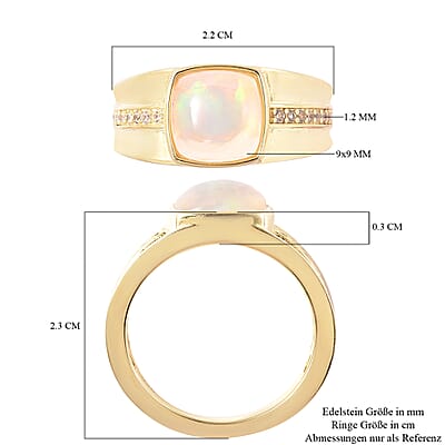 Ethiopian Welo Opal and White Zircon 2.40 ctw Ring in Sterling Silver (Size 8.0)