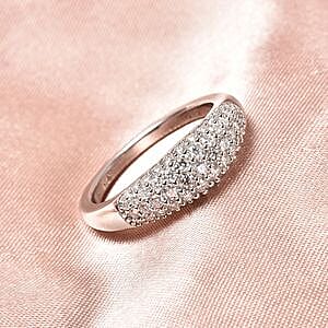 Moissanite 1.05 ctw Ring in Rhodium Over Sterling Silver (Size 9)