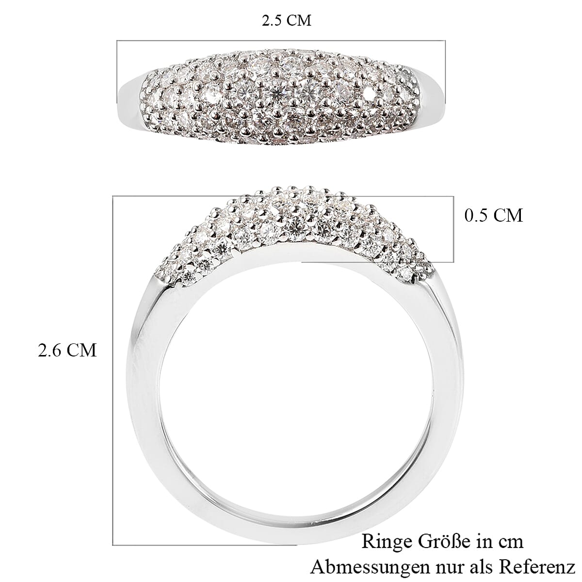 Moissanite 1.05 ctw Ring in Rhodium Over Sterling Silver (Size 9)
