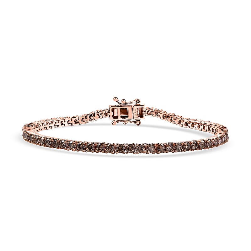 D'Joy Natural Champagne Diamond 5.00 ctw Tennis Bracelet in Vermeil Rose Gold Over Sterling Silver (7.25 In)
