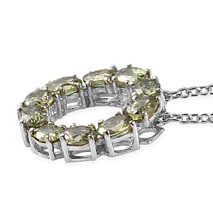 Ambanja Demantoid Garnet Circle Pendant Necklace 20 Inches in Platinum Over Sterling Silver 2.15 ctw