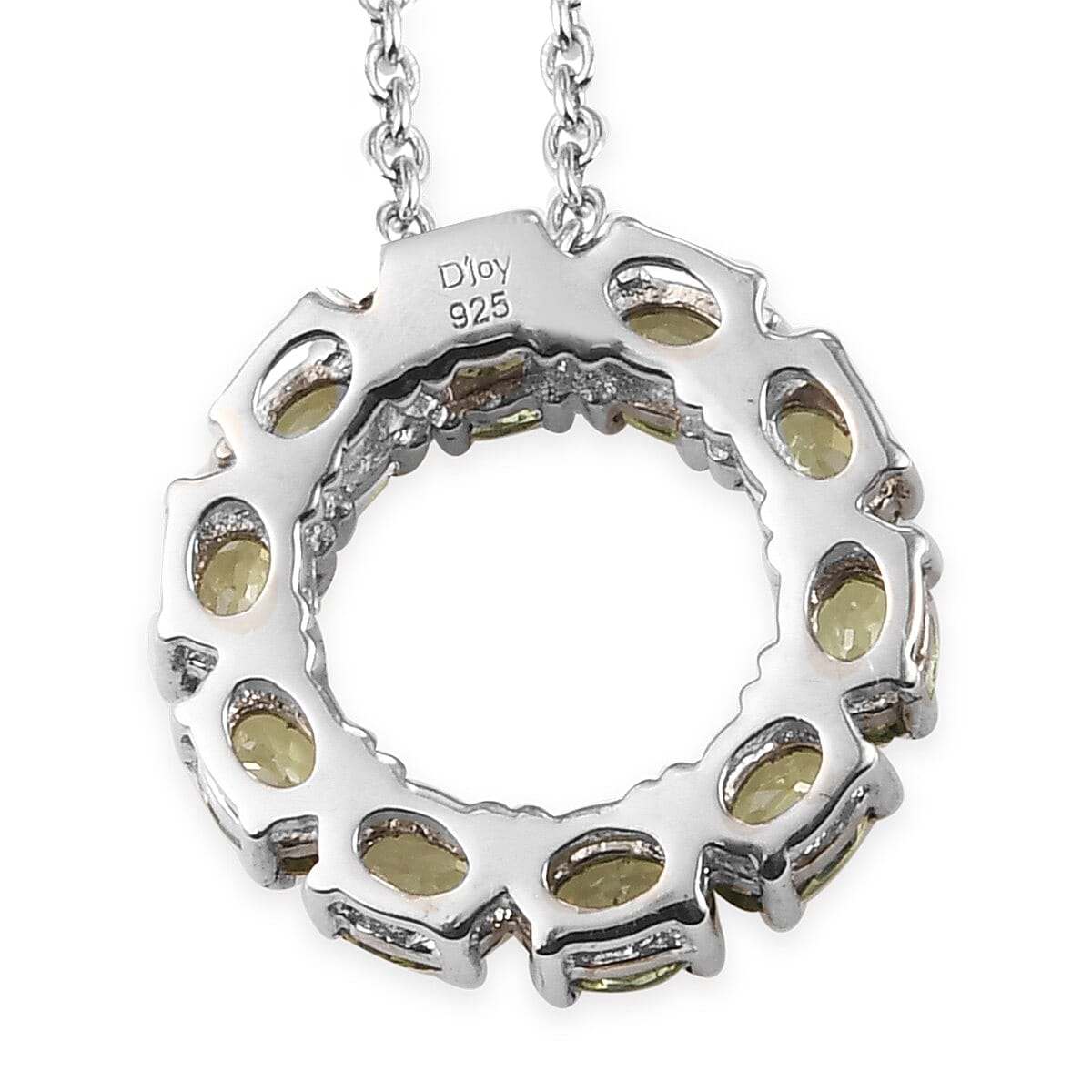 Ambanja Demantoid Garnet Circle Pendant Necklace 20 Inches in Platinum Over Sterling Silver 2.15 ctw