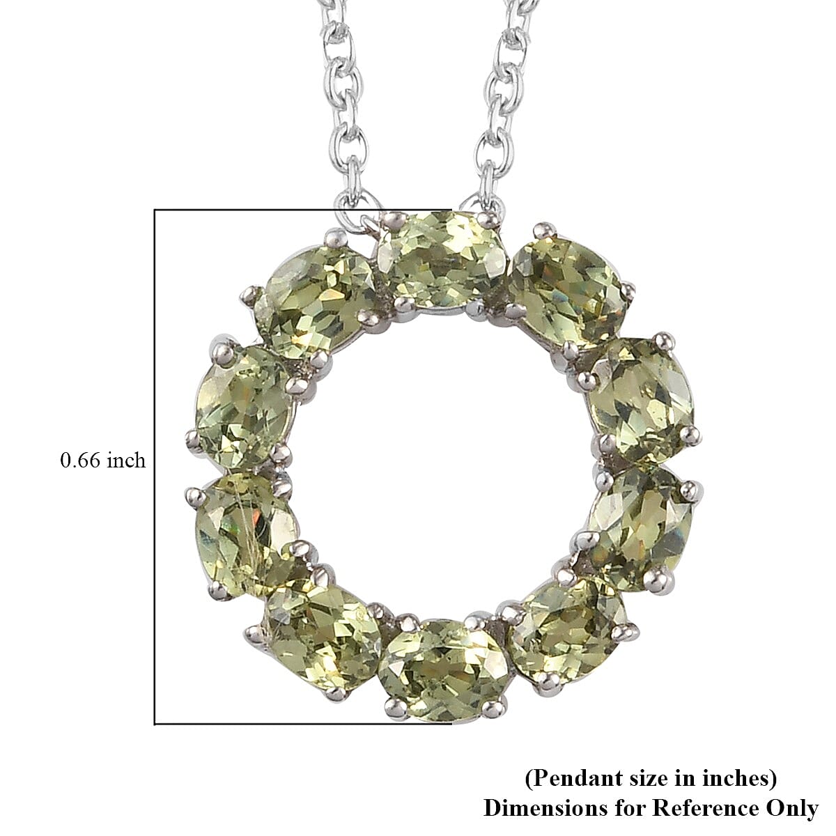 Ambanja Demantoid Garnet Circle Pendant Necklace 20 Inches in Platinum Over Sterling Silver 2.15 ctw
