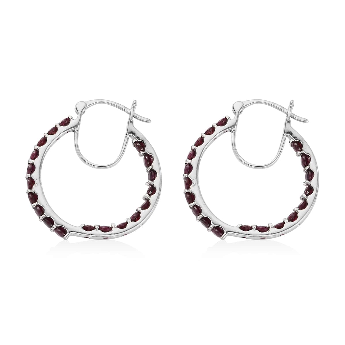 Anthill Garnet Inside Out Hoop Earrings in Platinum Over Sterling Silver 3.50 ctw image number 3