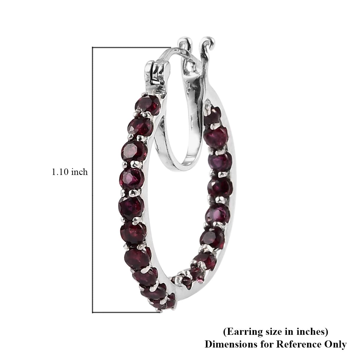 Anthill Garnet Inside Out Hoop Earrings in Platinum Over Sterling Silver 3.50 ctw image number 4