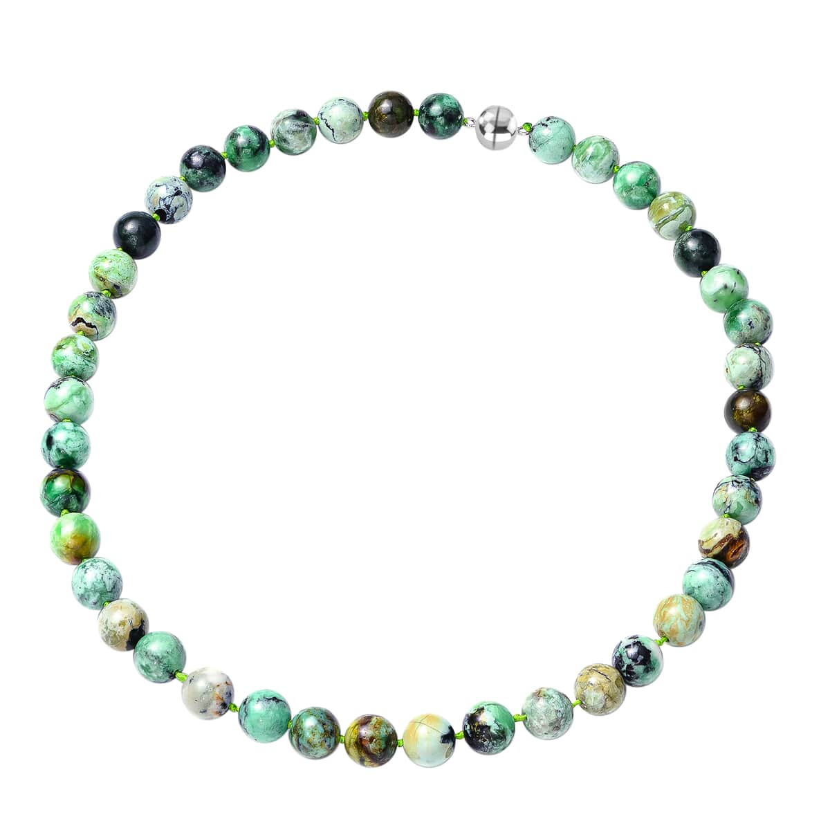 Utah Variscite Beaded Necklace, 20 Inches Beads Necklace, Sterling Silver Necklace , Magnetic Closure Necklace image number 0