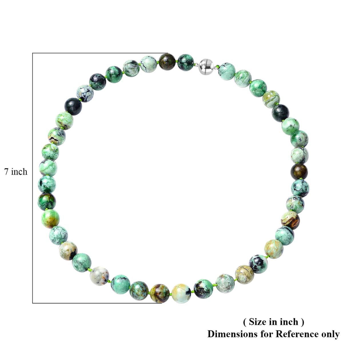 Utah Variscite Beaded Necklace, 20 Inches Beads Necklace, Sterling Silver Necklace , Magnetic Closure Necklace image number 4
