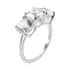 LUXORO 10K White Gold Made with Finest CZ 3 Stone Ring (Size 9.0) 6.50 ctw image number 3