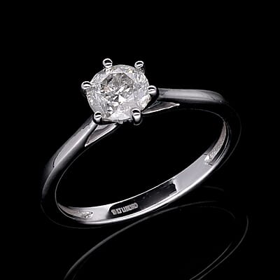 Luxoro G-H I3 Diamond 0.90 ctw Solitaire Ring in 10K White Gold (Size 6.0)