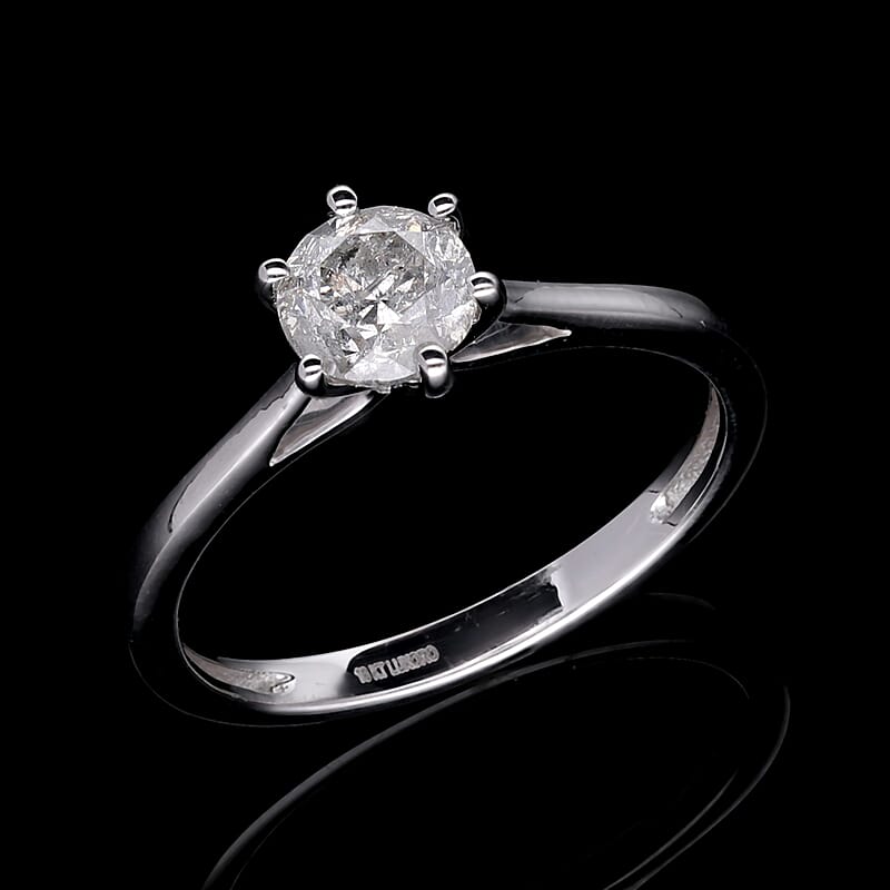 Luxoro G-H I3 Diamond 0.90 ctw Solitaire Ring in 10K White Gold (Size 6.0)
