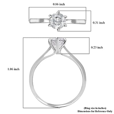 Luxoro G-H I3 Diamond 0.90 ctw Solitaire Ring in 10K White Gold (Size 6.0)