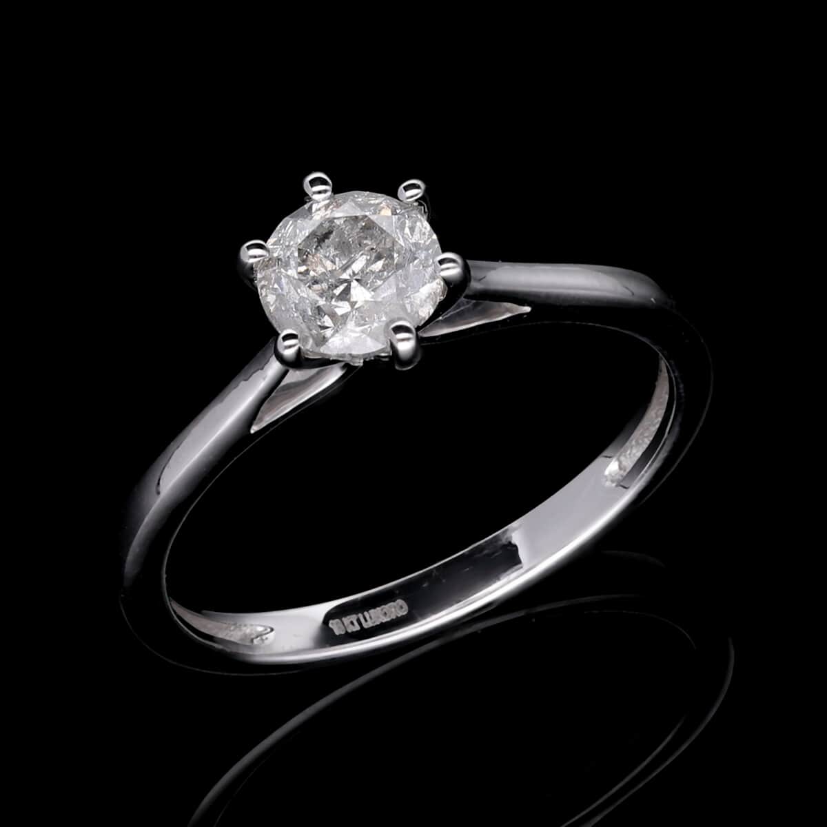 Luxoro G-H I3 Diamond 0.90 ctw Solitaire Ring in 10K White Gold (Size 8.0) image number 1