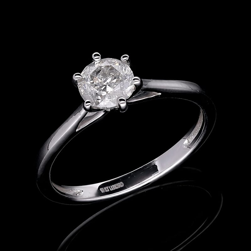 Luxoro G-H I3 Diamond 0.90 ctw Solitaire Ring in 10K White Gold (Size 8.0)