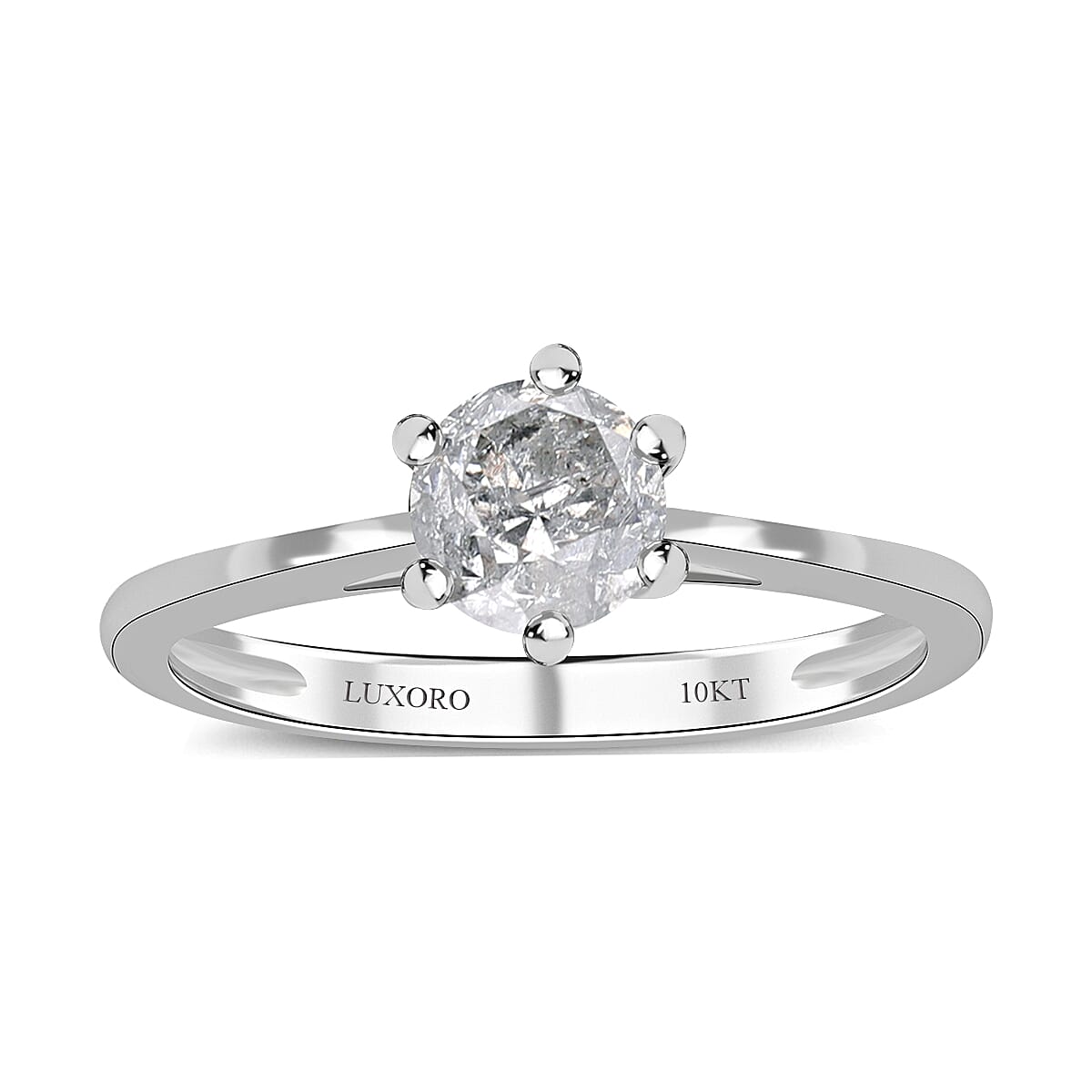 Luxoro G-H I3 Diamond 0.90 ctw Solitaire Ring in 10K White Gold (Size 9.0)