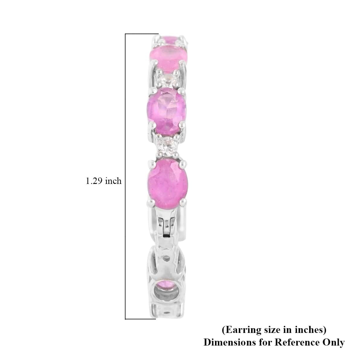 Ilakaka Hot Pink Sapphire (FF) and Zircon Hoop Earrings in Platinum Over Sterling Silver 8.60 ctw image number 4
