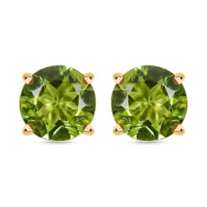 Peridot Solitaire Stud Earrings in 14K YG Over Sterling Silver 1.65 ctw