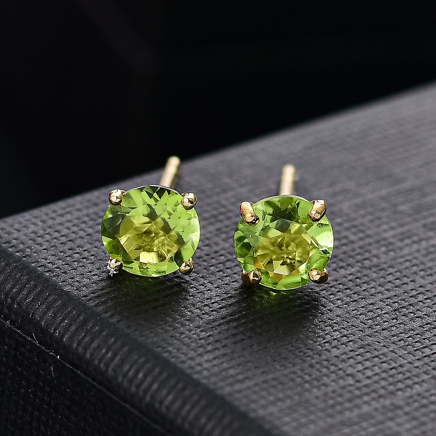 Peridot Solitaire Stud Earrings in 14K YG Over Sterling Silver 1.65 ctw
